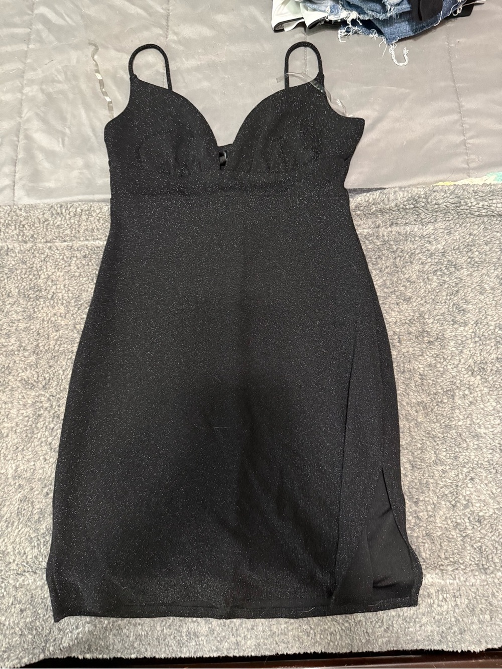 Windsor Black Sparkle Mini Slip Dress